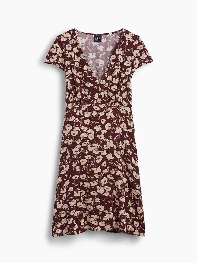 Mini-jurk met V-hals en print