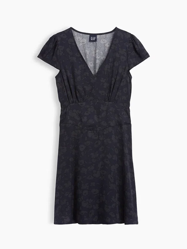 Mini-jurk met V-hals en print