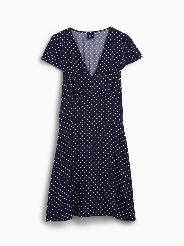 Mini-jurk met V-hals en print