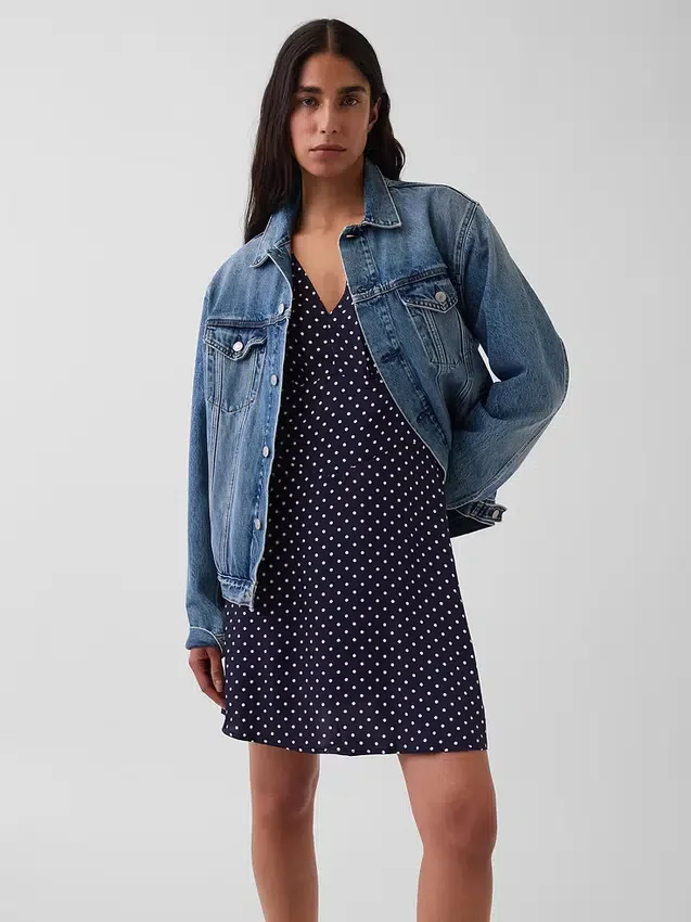 Mini-jurk met V-hals en print