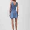 Mini-jurk van denim met naden en ritssluiting aan de voorkant