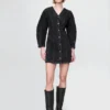 Mini-jurk van denim met tonvormige mouwen