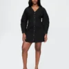 Mini-jurk van denim met tonvormige mouwen
