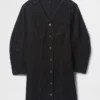 Mini-jurk van denim met tonvormige mouwen
