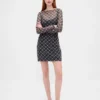 Mini-jurk van mesh met boothals