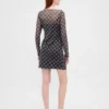 Mini-jurk van mesh met boothals
