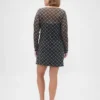 Mini-jurk van mesh met boothals