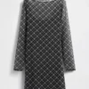 Mini-jurk van mesh met boothals