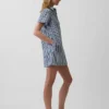 Mini-popoverjurk met denimstrepen
