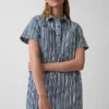 Mini-popoverjurk met denimstrepen