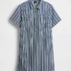Mini-popoverjurk met denimstrepen