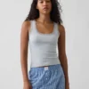 Mini-pyjama-tanktop met ribboord en kanten rand