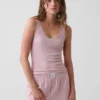 Mini-pyjama-tanktop met ribboord en kanten rand