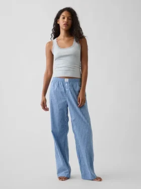 Mini-pyjama-tanktop met ribboord en kanten rand