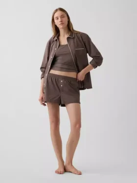 Mini-pyjama-tanktop met ribboord en kanten rand