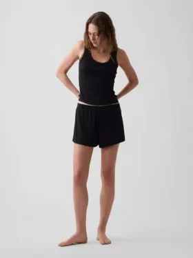 Mini-pyjama-tanktop met ribboord en kanten rand