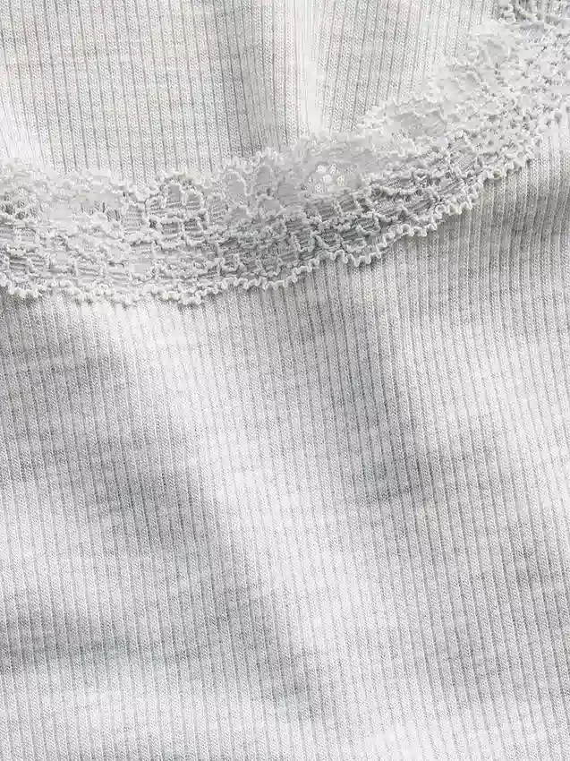 Mini-pyjama-tanktop met ribboord en kanten rand