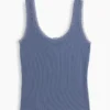Mini-pyjama-tanktop met ribboord en kanten rand