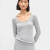 Mini-pyjamatop met ribbel en kanten rand