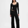 Mini-pyjamatop met ribbel en kanten rand