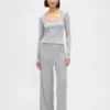 Mini-pyjamatop met ribbel en kanten rand