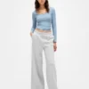 Mini-pyjamatop met ribbel en kanten rand