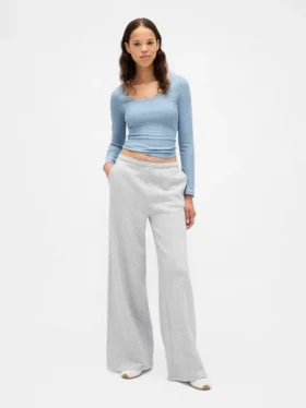 Mini-pyjamatop met ribbel en kanten rand