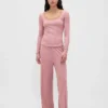 Mini-pyjamatop met ribbel en kanten rand
