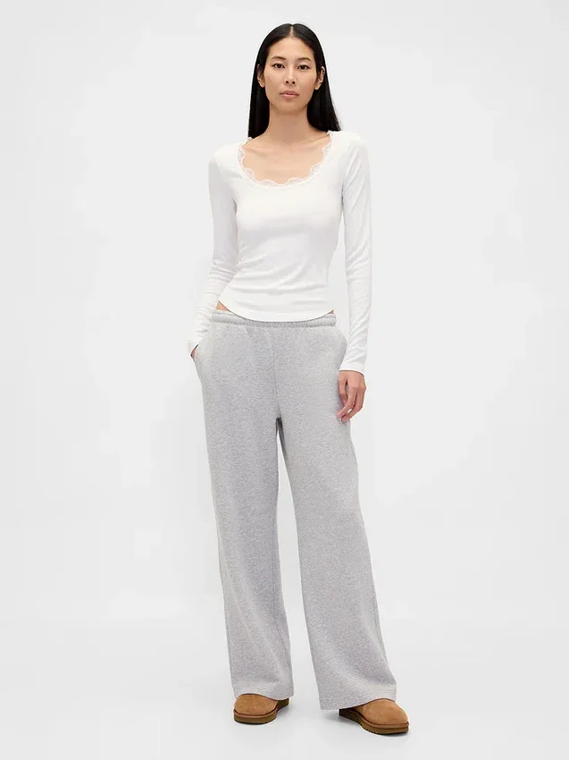 Mini-pyjamatop met ribbel en kanten rand