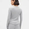 Mini-pyjamatop met ribbel en kanten rand