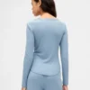 Mini-pyjamatop met ribbel en kanten rand