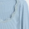 Mini-pyjamatop met ribbel en kanten rand