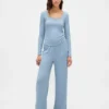 Mini-pyjamatop met ribbel en kanten rand