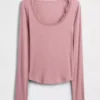 Mini-pyjamatop met ribbel en kanten rand