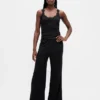 Mini-rib pyjama-broek met wijde pijpen