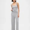 Mini-rib pyjama-broek met wijde pijpen