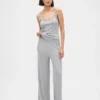 Mini-rib pyjama-broek met wijde pijpen