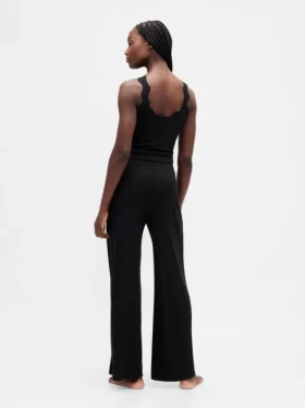 Mini-rib pyjama-broek met wijde pijpen