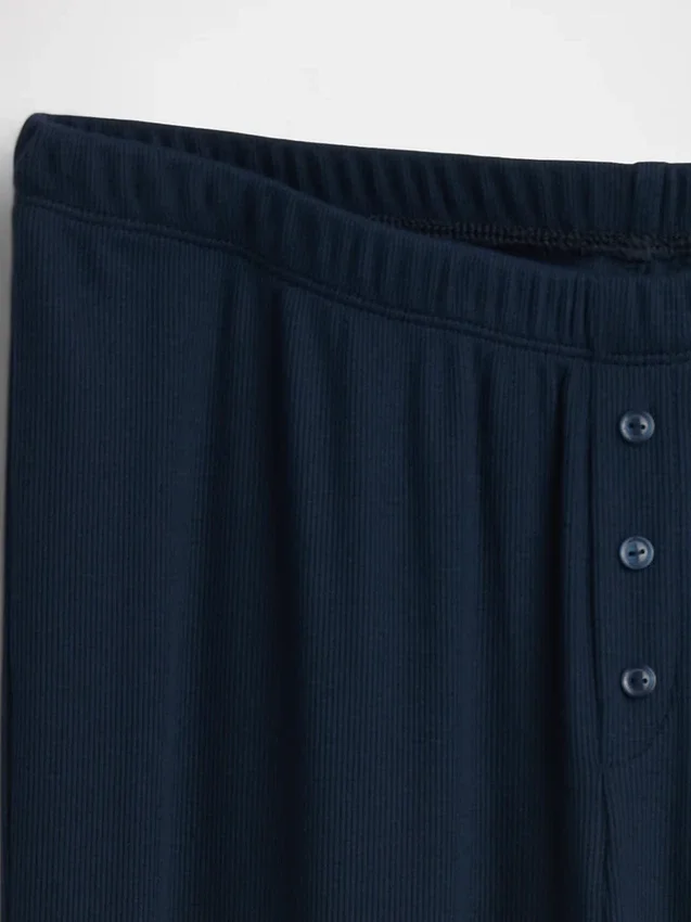 Mini-rib pyjama-broek met wijde pijpen