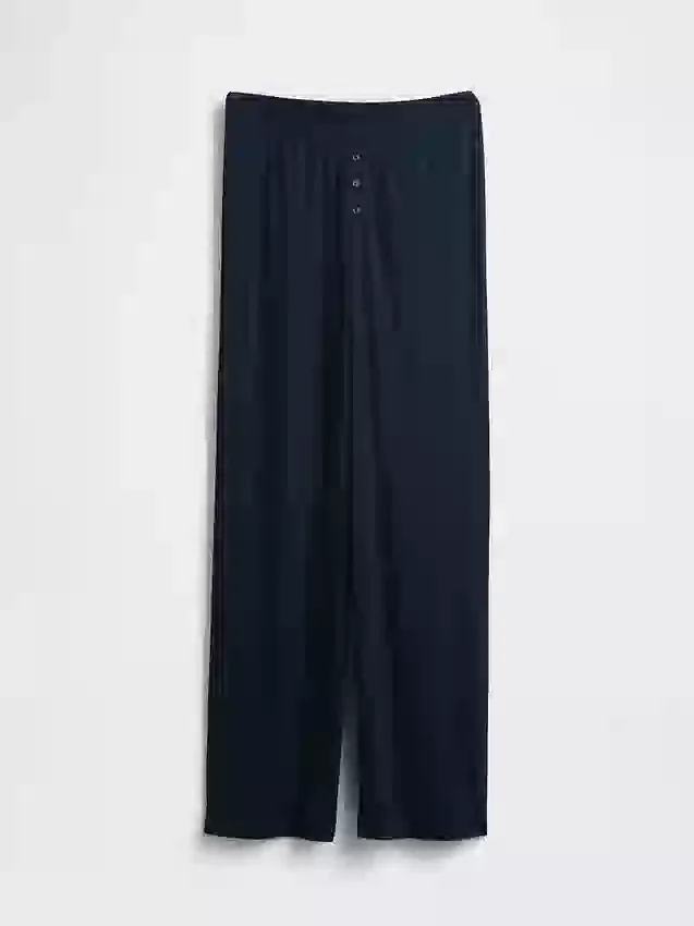 Mini-rib pyjama-broek met wijde pijpen