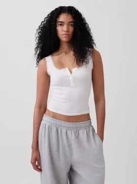 Mini-ribkant Henley-pyjama-tanktop