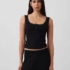 Mini-ribkant Henley-pyjama-tanktop