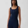 Mini-ribkant Henley-pyjama-tanktop