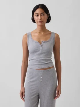 Mini-ribkant Henley-pyjama-tanktop