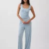 Mini-ribkant Henley-pyjama-tanktop