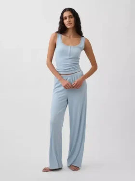 Mini-ribkant Henley-pyjama-tanktop