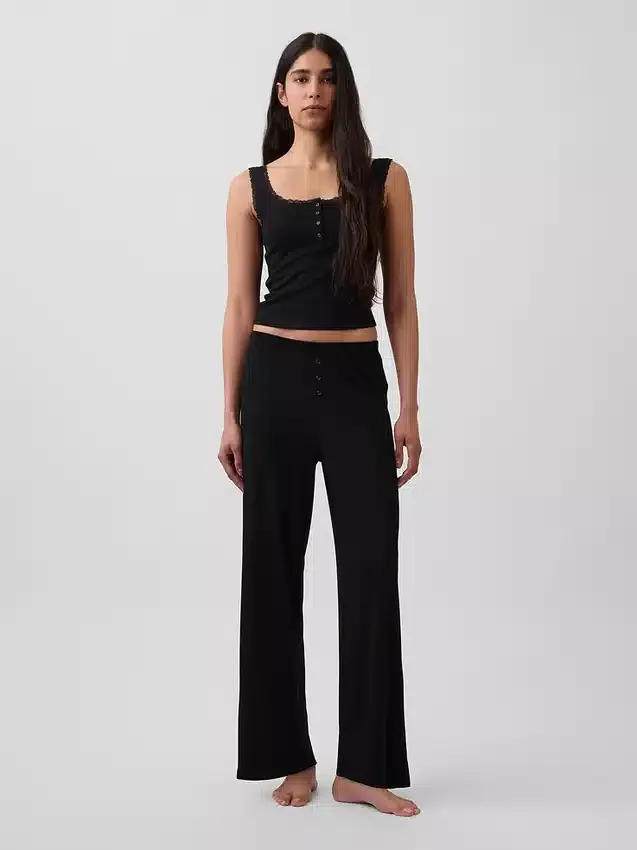 Mini-ribkant Henley-pyjama-tanktop