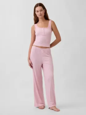 Mini-ribkant Henley-pyjama-tanktop