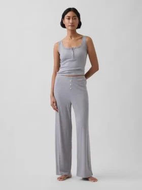 Mini-ribkant Henley-pyjama-tanktop