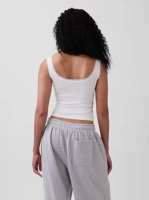 Mini-ribkant Henley-pyjama-tanktop